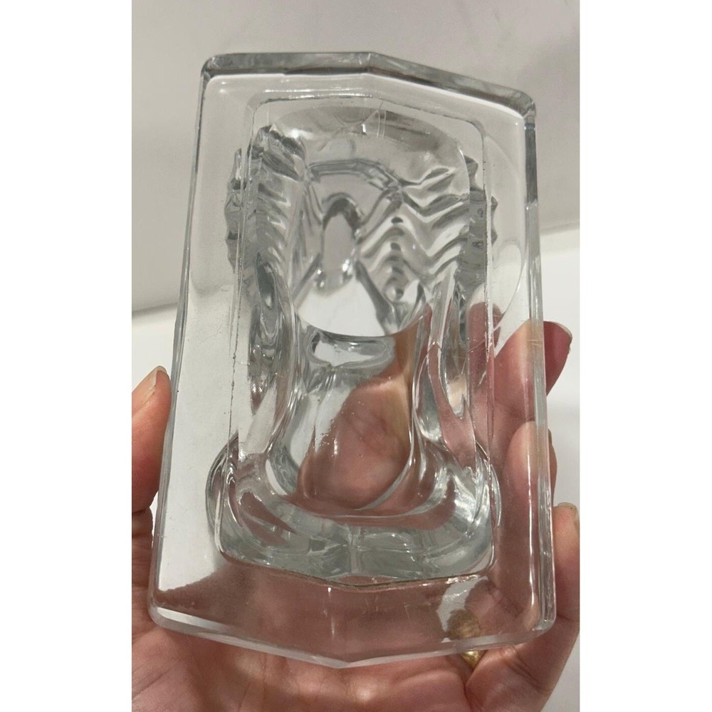 Vintage Clear Glass Pair of 8" HEAVY Rearing Horse Bookends - Picture 9 of 11
